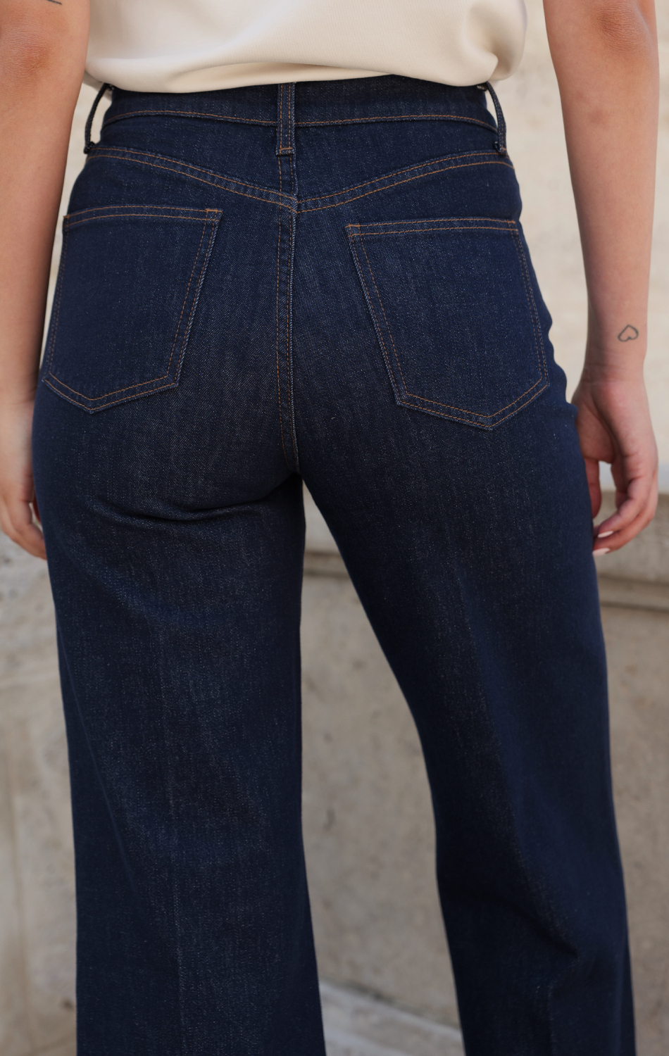 PANTALON ORNELLA CULOTTE EN DENIM AZUL OSCURO - Imagen 2