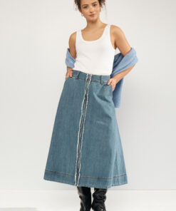 Alternative view of FALDA MIDI NUSANDIE DE TEJIDO DENIM AZUL MEDIO de NÜMPH