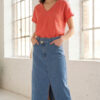 FALDA MIDI DEBBIE DENIM EN COLOR AZUL MEDIO - Imagen 3