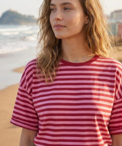 CAMISETA ORIA DE RAYAS ROSA Y BURDEOS