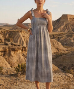 VESTIDO MIDI ARITZA CON ESTAMPADO DE CUADROS
