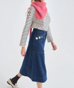 FALDA MIDI DENIM CON FLORES BORDADAS EUPHONIA de COMPAÑÍA FANTÁSTICA