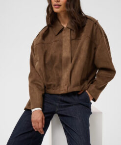 CHAQUETA OVERSIZE EFECTO ANTE DE COLOR MARRÓN de KAFFE CLOTHING